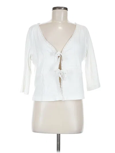 Pre-owned Christopher & Banks 3/4 Sleeve Blouse In White