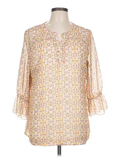 Pre-owned Christopher & Banks 3/4 Sleeve Blouse In White