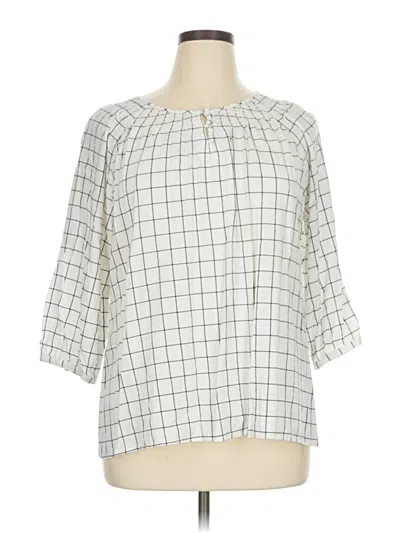 Pre-owned Christopher & Banks 3/4 Sleeve Blouse In White