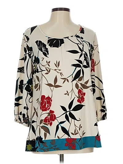 Pre-owned Christopher & Banks 3/4 Sleeve Blouse In White