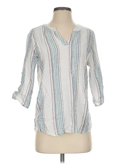 Pre-owned Christopher & Banks 3/4 Sleeve Blouse In White
