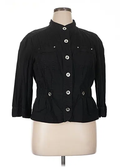 Pre-owned Christopher & Banks 3/4 Sleeve Button Down Shirt In Black