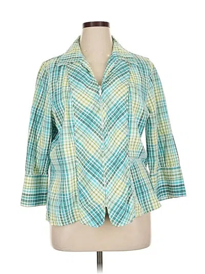 Pre-owned Christopher & Banks 3/4 Sleeve Button Down Shirt In Blue