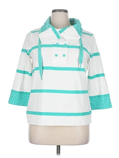 Pre-owned Christopher & Banks 3/4 Sleeve Button Down Shirt In Blue