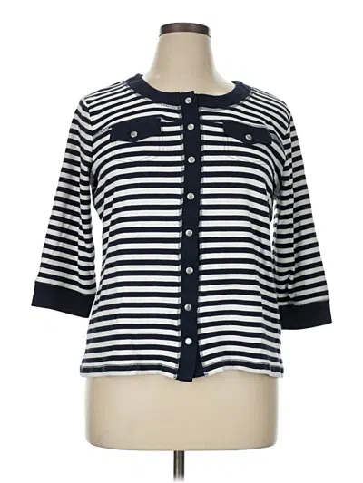 Pre-owned Christopher & Banks 3/4 Sleeve Button Down Shirt In Blue