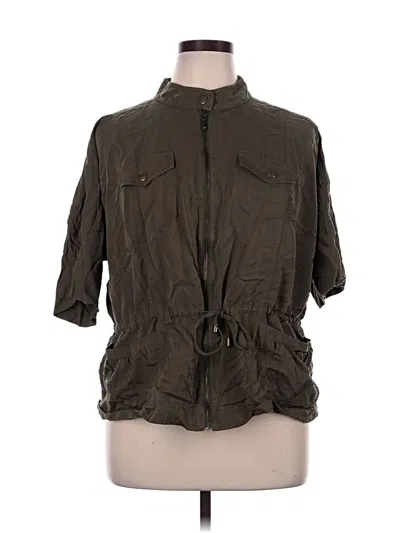 Pre-owned Christopher & Banks 3/4 Sleeve Button Down Shirt In Brown
