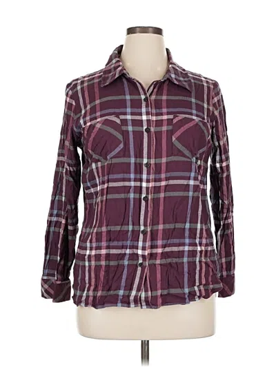 Pre-owned Christopher & Banks 3/4 Sleeve Button Down Shirt In Burgundy