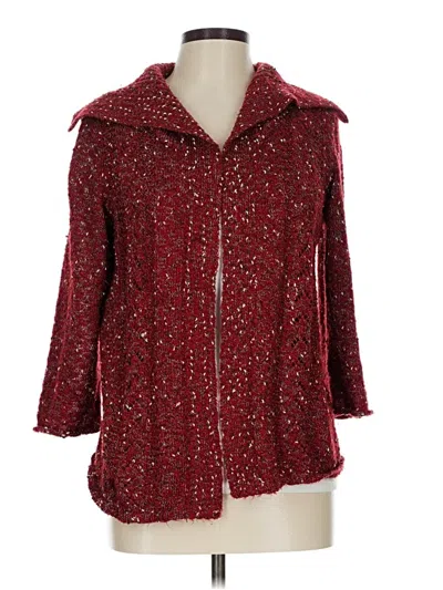 Pre-owned Christopher & Banks 3/4 Sleeve Button Down Shirt In Burgundy