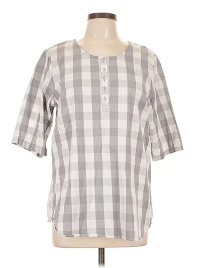 Pre-owned Christopher & Banks 3/4 Sleeve Button Down Shirt In Gray