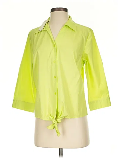 Pre-owned Christopher & Banks 3/4 Sleeve Button Down Shirt In Green