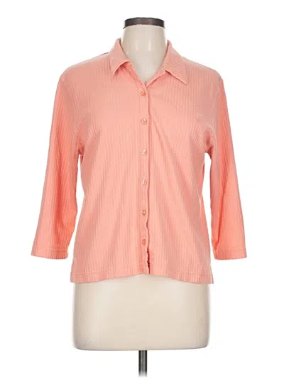 Pre-owned Christopher & Banks 3/4 Sleeve Button Down Shirt In Orange