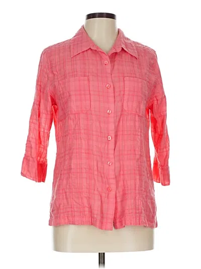 Pre-owned Christopher & Banks 3/4 Sleeve Button Down Shirt In Pink