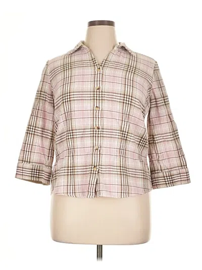 Pre-owned Christopher & Banks 3/4 Sleeve Button Down Shirt In Pink