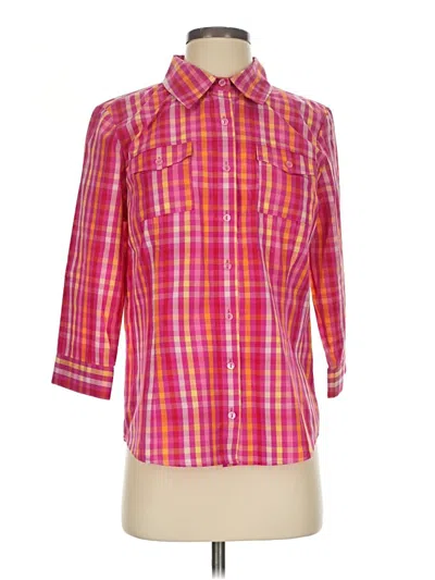 Pre-owned Christopher & Banks 3/4 Sleeve Button Down Shirt In Pink
