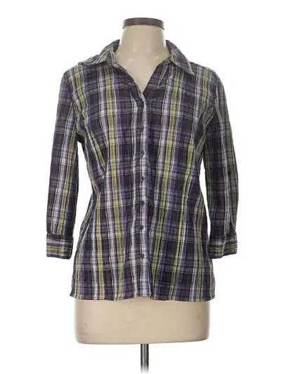 Pre-owned Christopher & Banks 3/4 Sleeve Button Down Shirt In Purple
