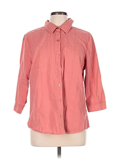 Pre-owned Christopher & Banks 3/4 Sleeve Button Down Shirt In Red