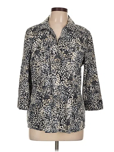 Pre-owned Christopher & Banks 3/4 Sleeve Button Down Shirt In Silver