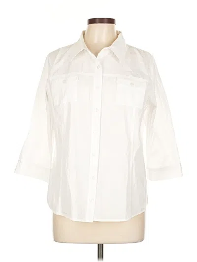Pre-owned Christopher & Banks 3/4 Sleeve Button Down Shirt In White