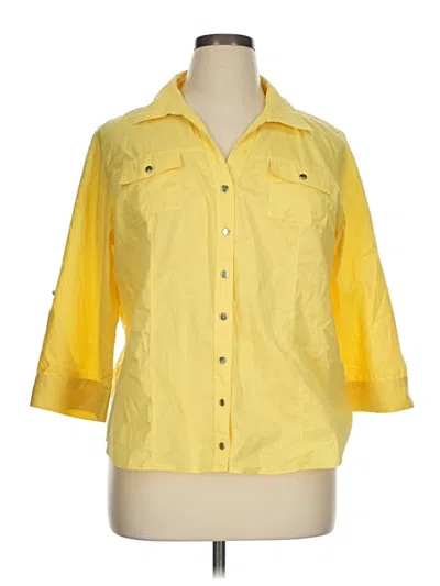 Pre-owned Christopher & Banks 3/4 Sleeve Button Down Shirt In Yellow