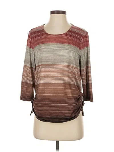 Pre-owned Christopher & Banks 3/4 Sleeve T-shirt In Brown