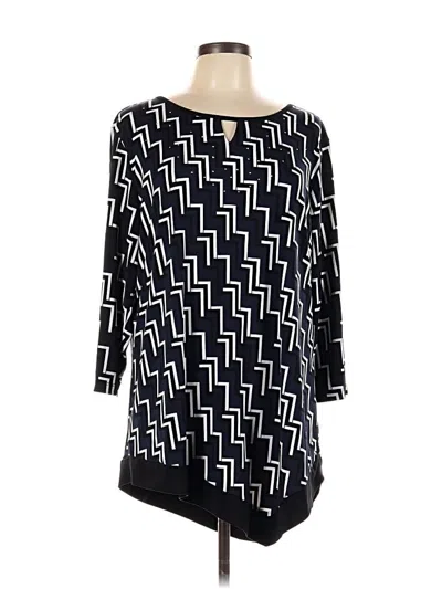 Pre-owned Christopher & Banks 3/4 Sleeve Top Black Boatneck Tops