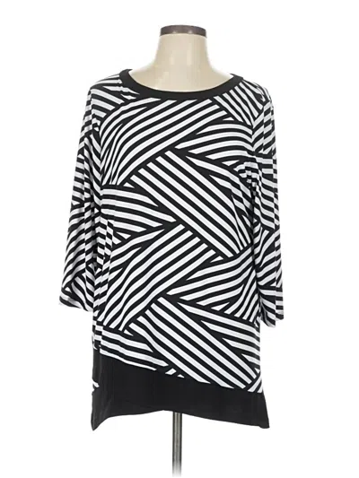 Pre-owned Christopher & Banks 3/4 Sleeve Top Black Boatneck Tops