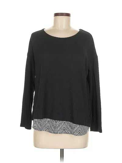Pre-owned Christopher & Banks 3/4 Sleeve Top Black Crew Neck Tops