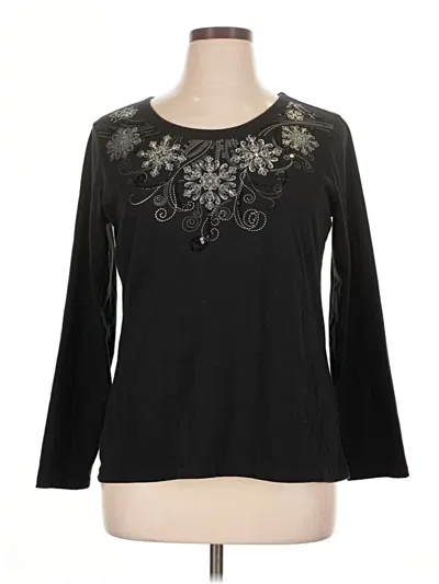 Pre-owned Christopher & Banks 3/4 Sleeve Top Black Keyhole Neckline Tops