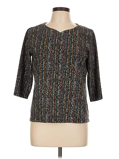 Pre-owned Christopher & Banks 3/4 Sleeve Top Black Scoop Neck Tops