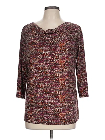 Pre-owned Christopher & Banks 3/4 Sleeve Top Burgundy Boatneck Tops