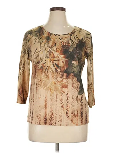 Pre-owned Christopher & Banks 3/4 Sleeve Top Gold Scoop Neck Tops