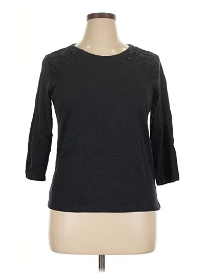 Pre-owned Christopher & Banks 3/4 Sleeve Top Gray Boatneck Tops