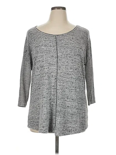 Pre-owned Christopher & Banks 3/4 Sleeve Top Gray Crew Neck Tops