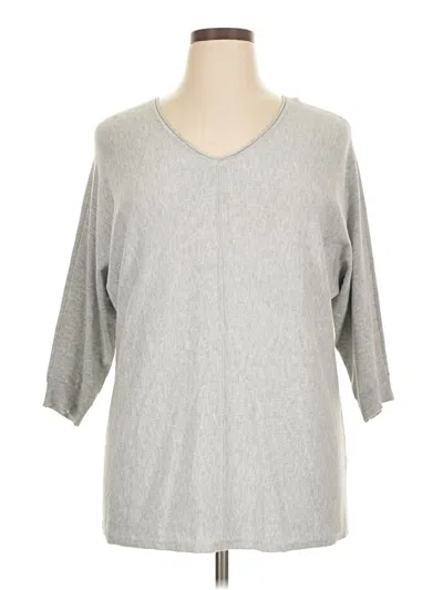 Pre-owned Christopher & Banks 3/4 Sleeve Top Gray V Neck Tops