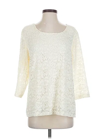 Pre-owned Christopher & Banks 3/4 Sleeve Top Ivory Boatneck Tops In White