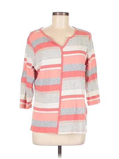 Pre-owned Christopher & Banks 3/4 Sleeve Top Pink V-neck Tops
