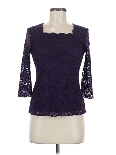 Pre-owned Christopher & Banks 3/4 Sleeve Top Purple Sweetheart Neckline Tops