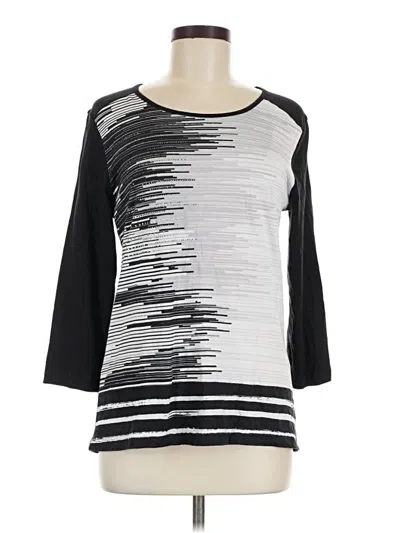 Pre-owned Christopher & Banks 3/4 Sleeve Top Silver Boatneck Tops