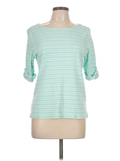 Pre-owned Christopher & Banks 3/4 Sleeve Top Teal Boatneck Tops In Blue