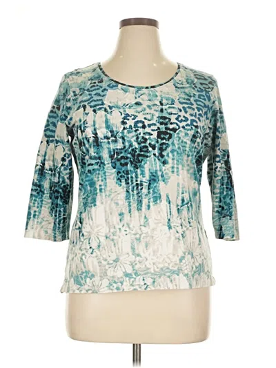 Pre-owned Christopher & Banks 3/4 Sleeve T-shirt In Blue