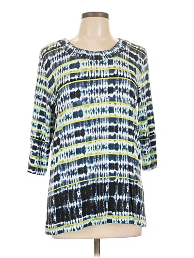 Pre-owned Christopher & Banks 3/4 Sleeve T-shirt In Blue