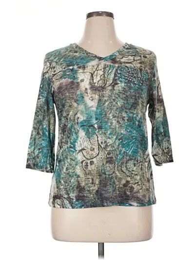 Pre-owned Christopher & Banks 3/4 Sleeve T-shirt In Blue