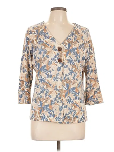 Pre-owned Christopher & Banks 3/4 Sleeve T-shirt In Brown