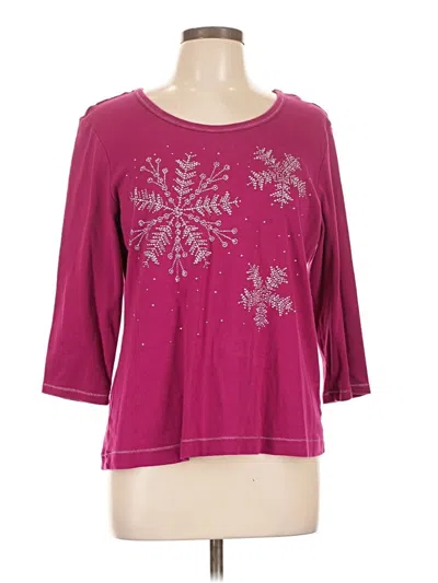 Pre-owned Christopher & Banks 3/4 Sleeve T-shirt In Burgundy