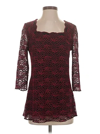 Pre-owned Christopher & Banks 3/4 Sleeve T-shirt In Burgundy