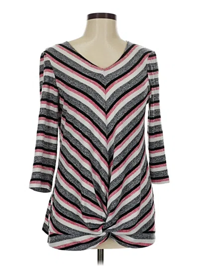 Pre-owned Christopher & Banks 3/4 Sleeve T-shirt In Gray