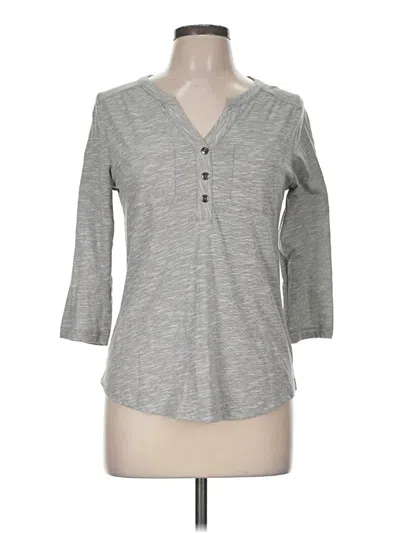 Pre-owned Christopher & Banks 3/4 Sleeve T-shirt In Gray