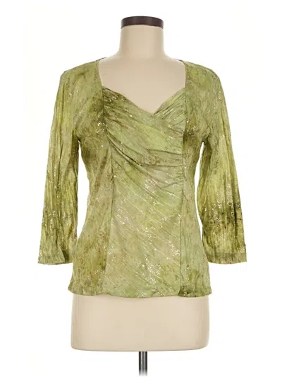Pre-owned Christopher & Banks 3/4 Sleeve T-shirt In Green
