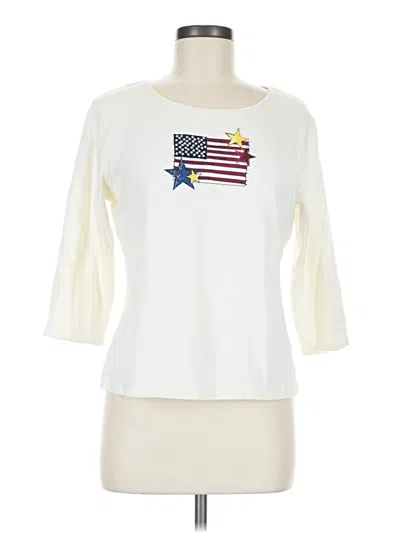Pre-owned Christopher & Banks 3/4 Sleeve T-shirt In Ivory