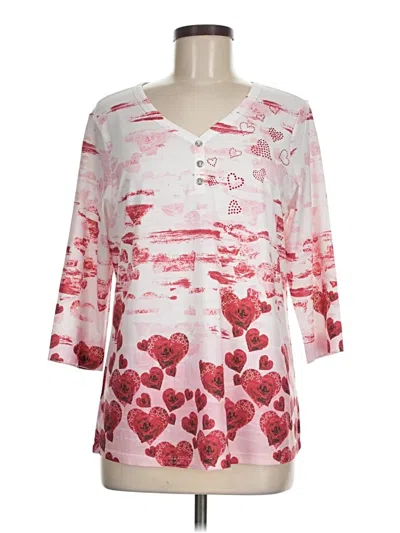 Pre-owned Christopher & Banks 3/4 Sleeve T-shirt In Pink